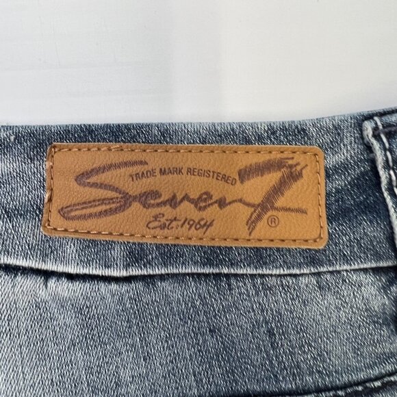 Seven7 Jean Women 18 Plus Boot Cut Mid 38x32 Distress Denim Luxe Retro Core Ex - Picture 12 of 16